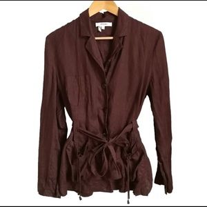 RODIER Brown Linen Safari Style Blazer, size 12